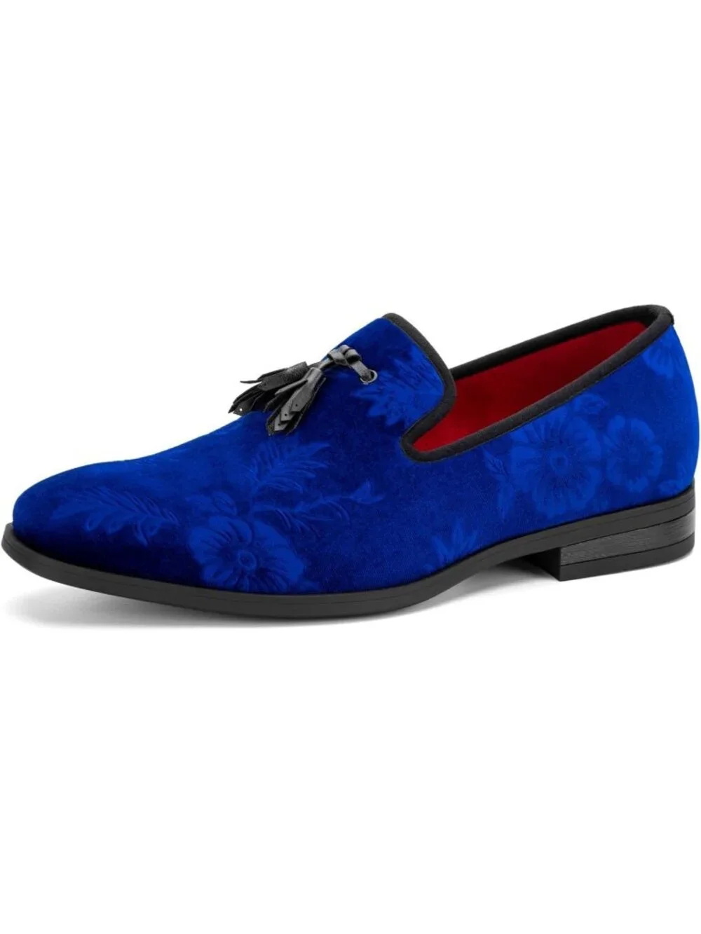 JITAI Men's Blue30 Rubber Loafers Tassels Spikes Comfortable Wedding Prom Shoes